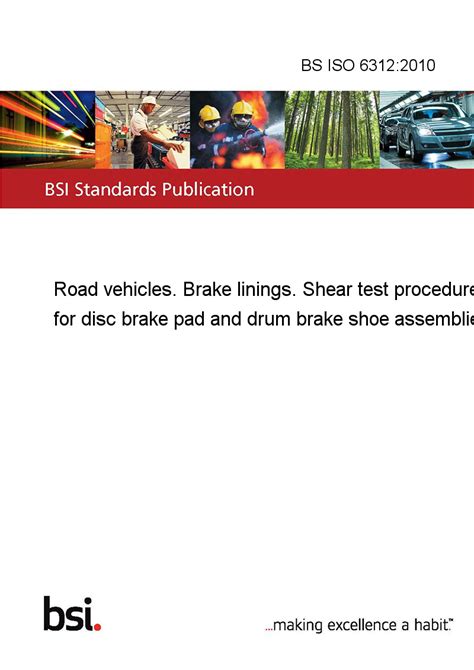 Road vehicles — Brake linings — Shear test procedure for 